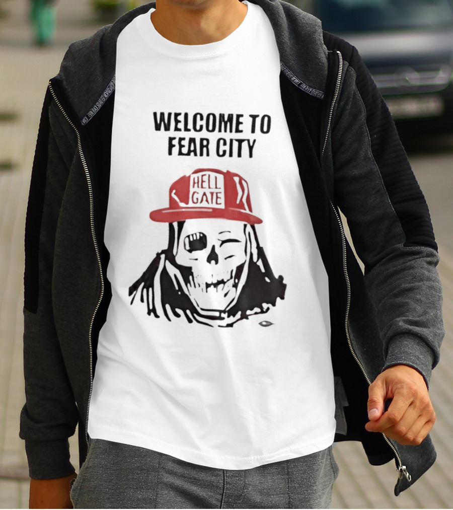 Welcome To Fear City Skull Hell Gate Cap T-Shirt