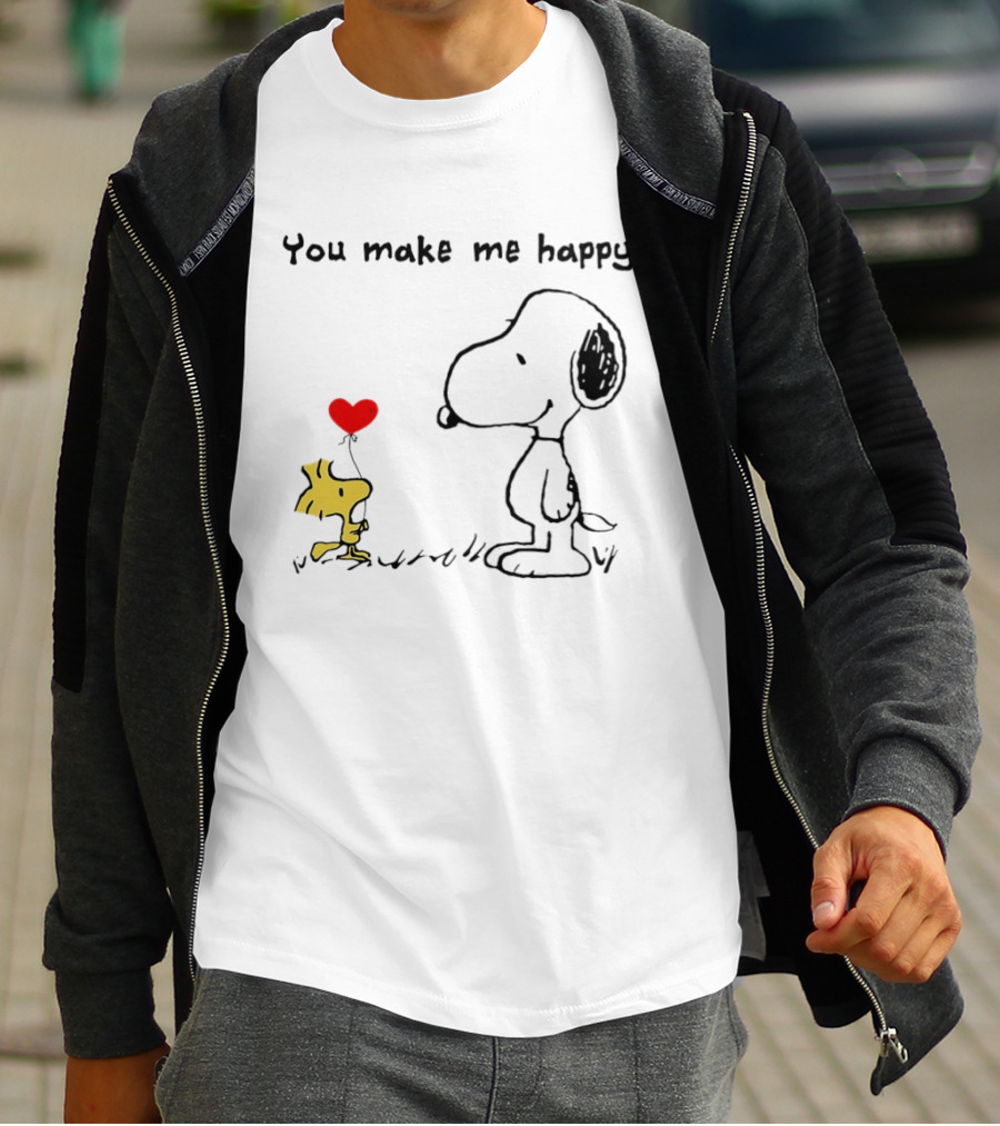 Snoopy Woodstock You Make Me Happy Heart Balloon T-Shirt