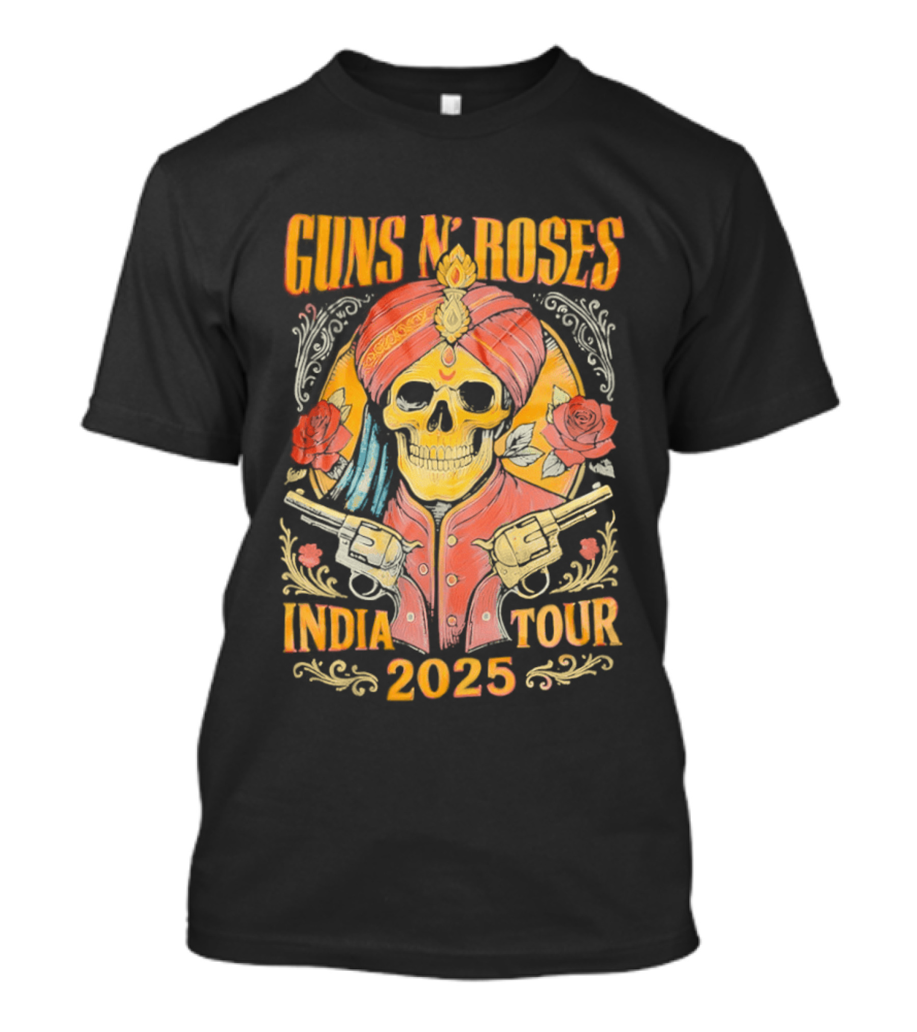 Guns N Roses Skeleton India Tour 2025 T-Shirt