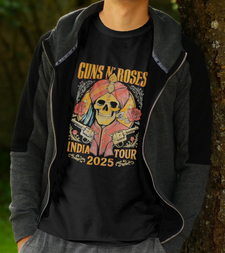 Guns N Roses Skeleton India Tour 2025 T-Shirt