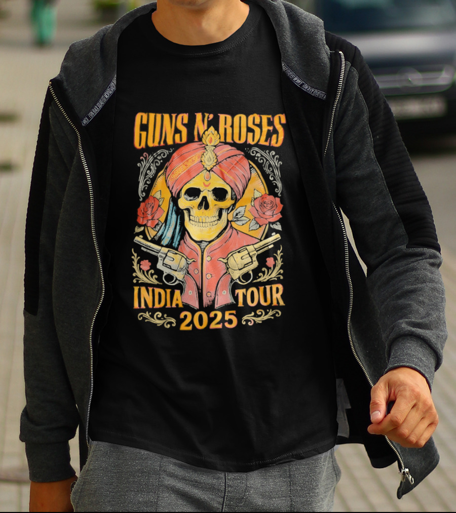 Guns N Roses Skeleton India Tour 2025 T-Shirt