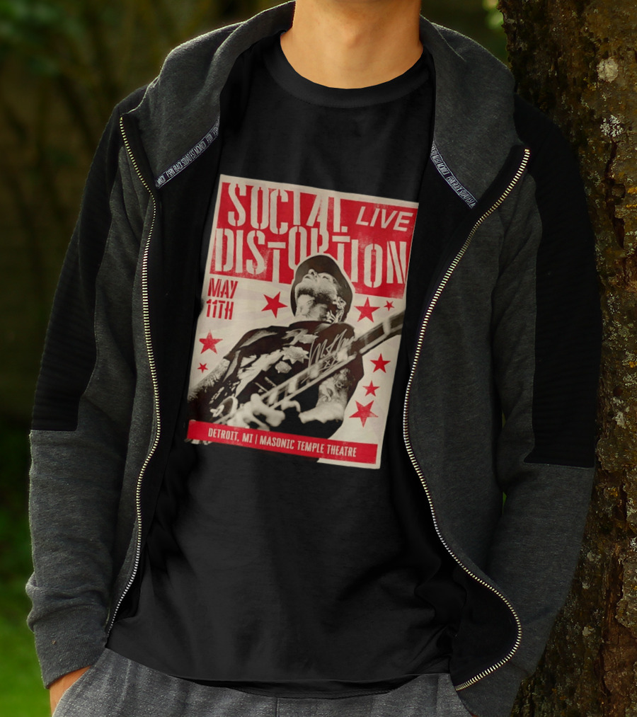 Social Distortion Live May 11th Detroit MI Masonic Temple Theatre T-Shirt