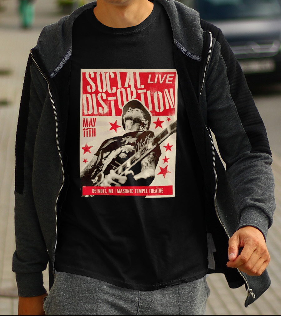 Social Distortion Live May 11th Detroit MI Masonic Temple Theatre T-Shirt