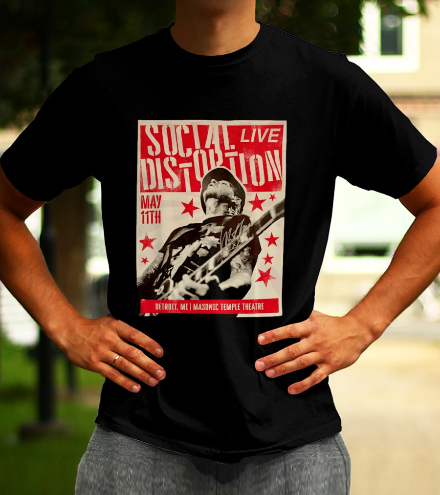 Social Distortion Live May 11th Detroit MI Masonic Temple Theatre T-Shirt