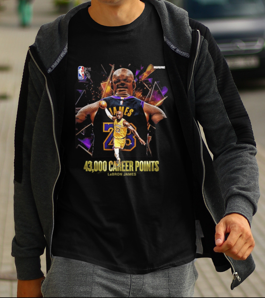 LeBron James NBA 43000 Career Points Achievement 23 Lakers T-Shirt
