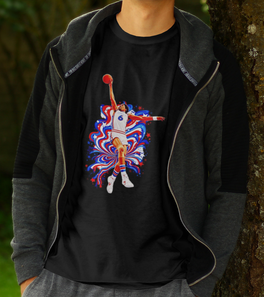 Philadelphia 76ers Julius Erving Dr. J Phunkadelic Slam Dunk T-Shirt