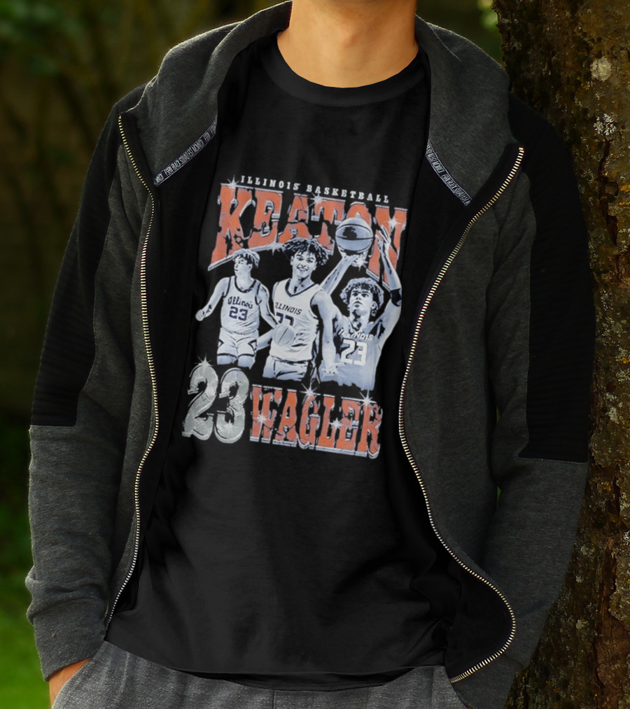 Keaton Wagler 23 Illinois Basketball Team Player Action Scenes T-Shirt