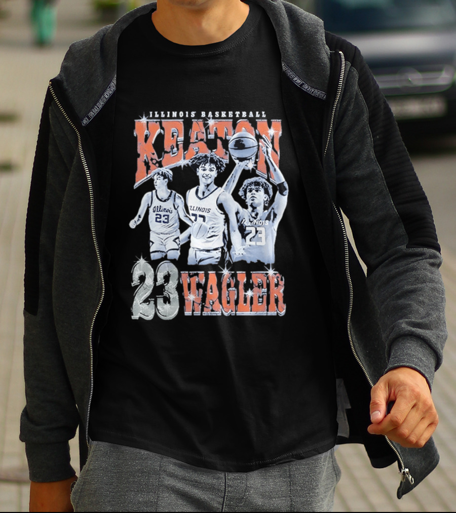 Keaton Wagler 23 Illinois Basketball Team Player Action Scenes T-Shirt