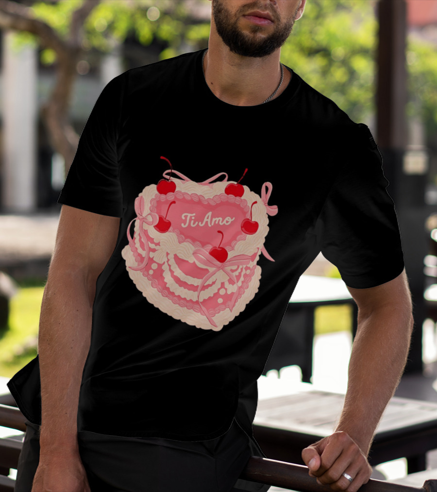 Ti Amo Heart Cake With Cherries And Bows T-Shirt