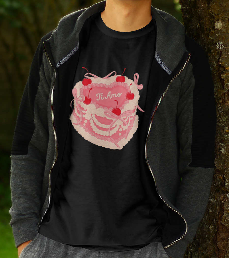 Ti Amo Heart Cake With Cherries And Bows T-Shirt