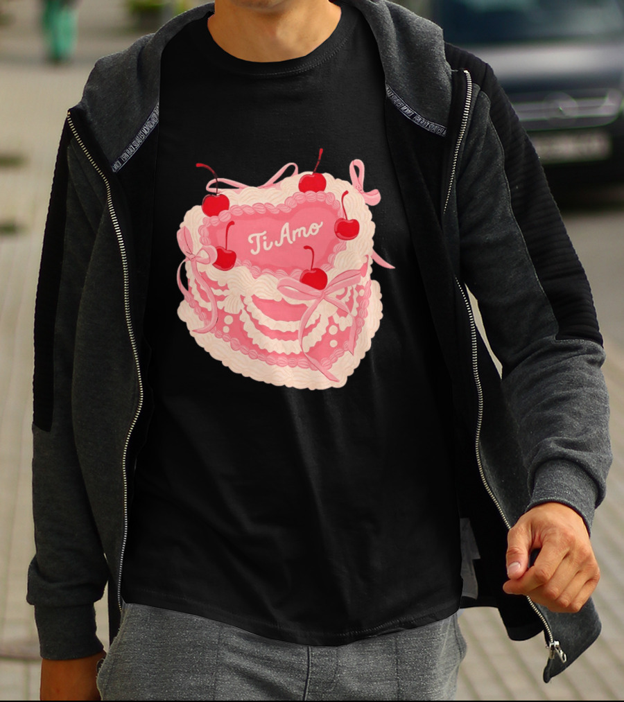 Ti Amo Heart Cake With Cherries And Bows T-Shirt