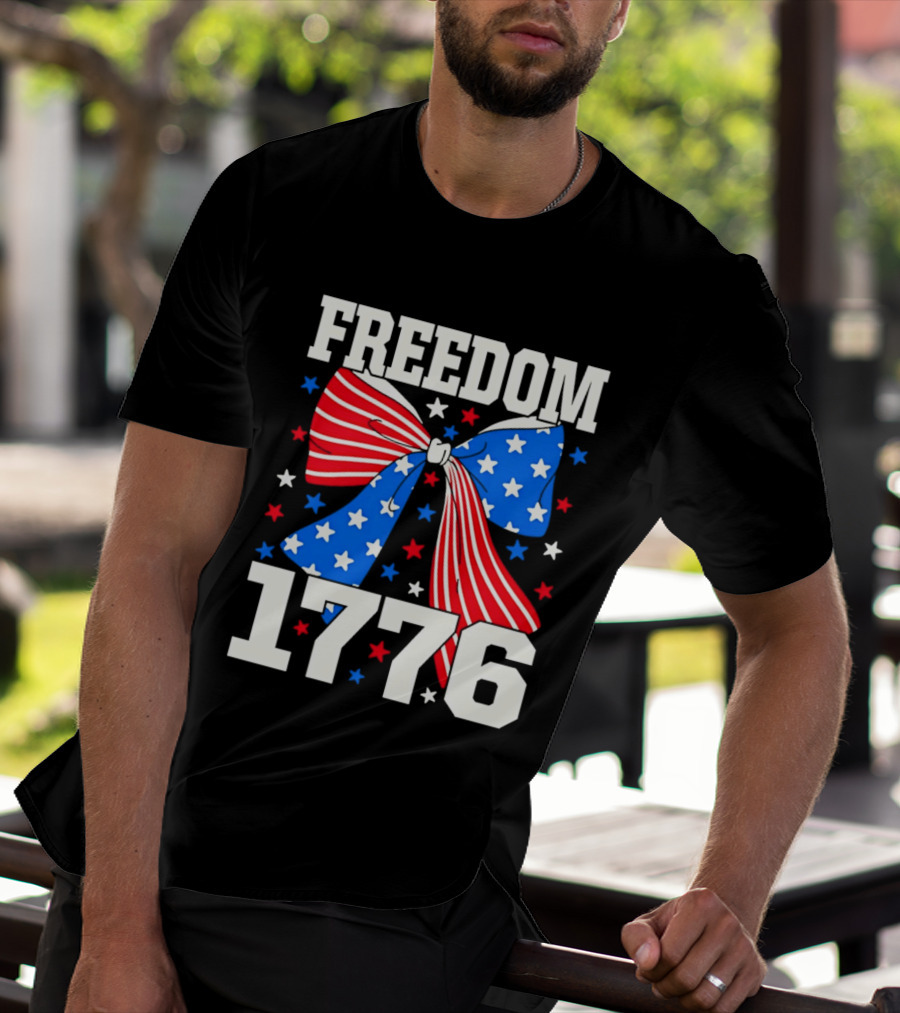 Freedom 1776 Patriotic Bow American Stars And Stripes T-Shirt