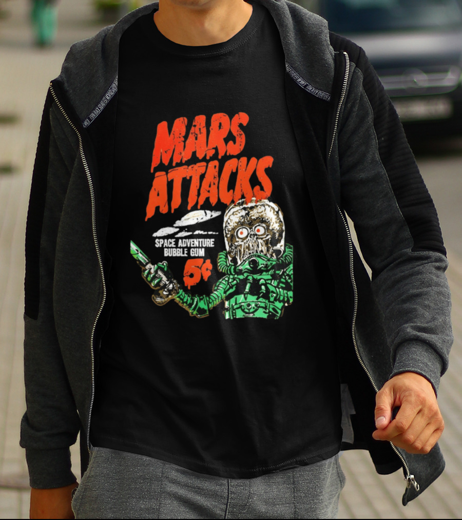 Mars Attacks Retro Space Adventure Bubble Gum 5 Cents Martian Comic T-Shirt