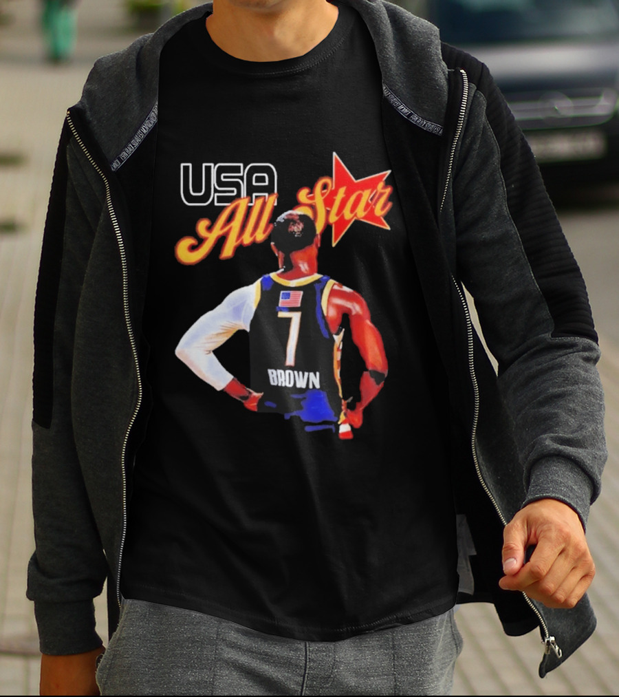 USA All Star 7 Brown Jersey 5X Champion JB T-Shirt