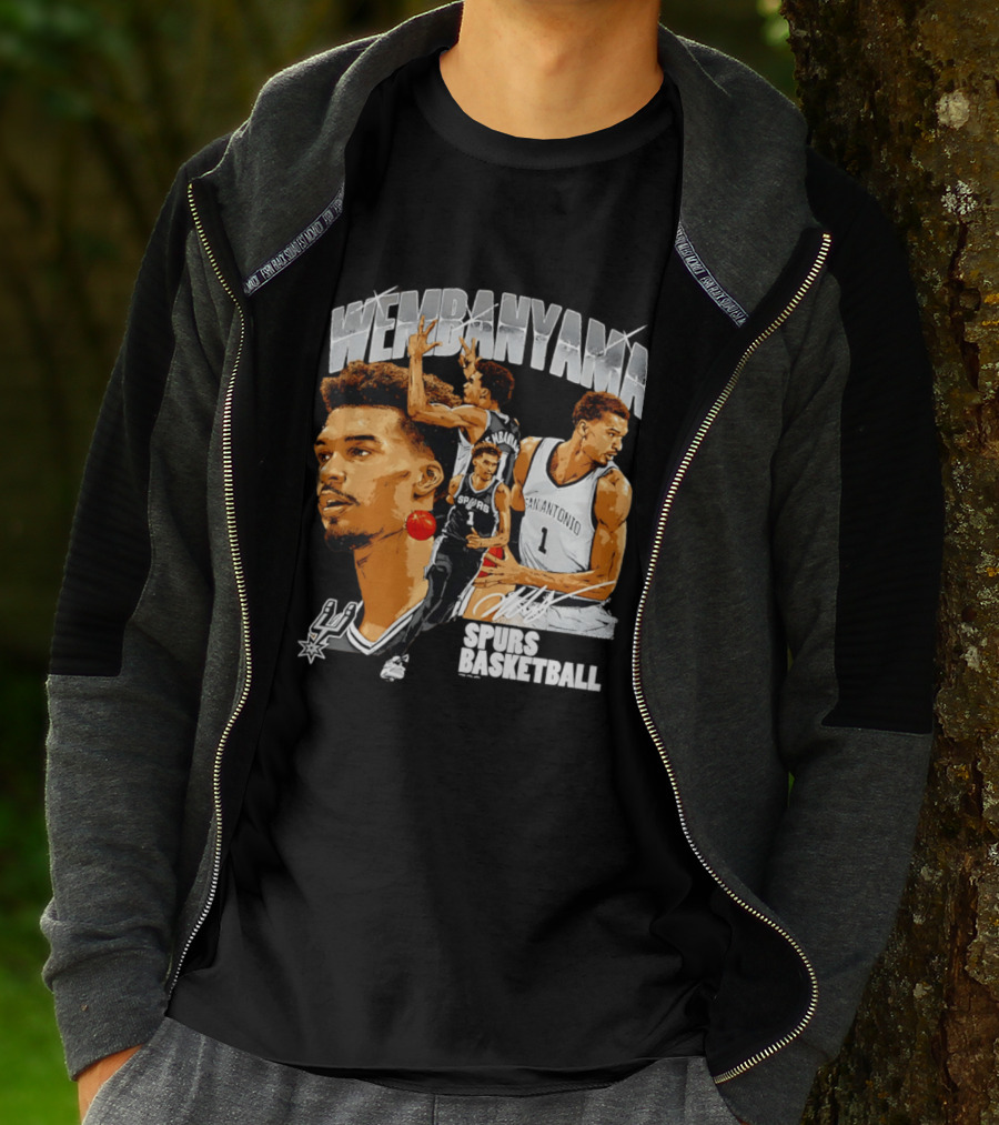 Wembanyama Spurs Basketball San Antonio Player Collage T-Shirt
