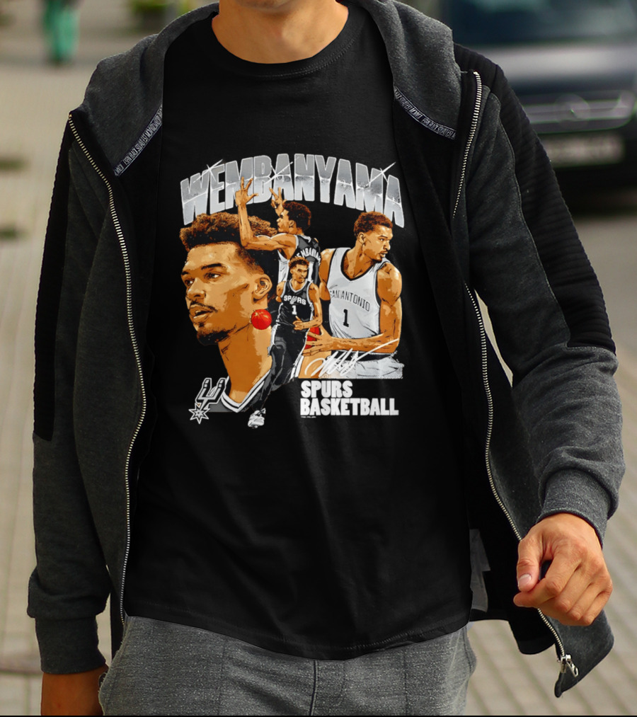 Wembanyama Spurs Basketball San Antonio Player Collage T-Shirt