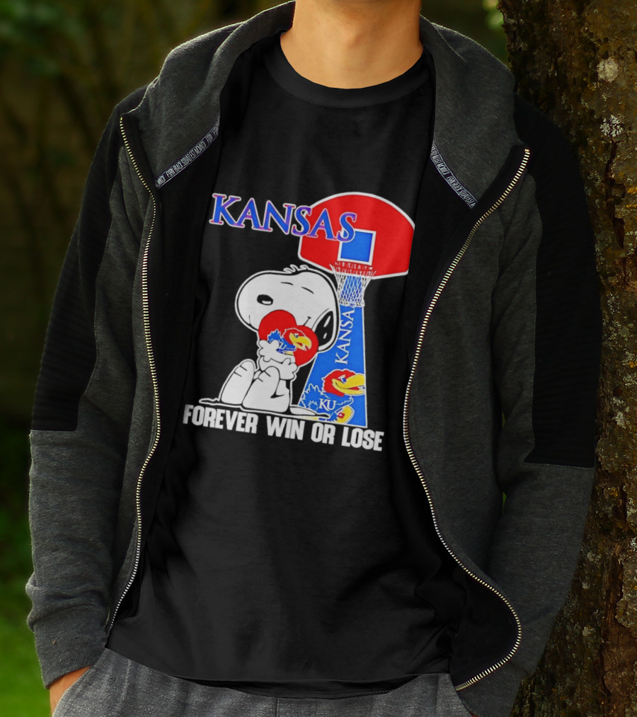 Kansas Jayhawks Basketball Snoopy Forever Win Or Lose T-Shirt