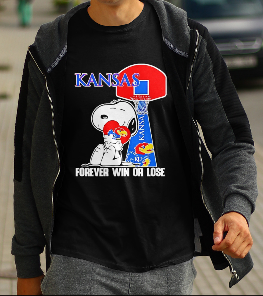 Kansas Jayhawks Basketball Snoopy Forever Win Or Lose T-Shirt