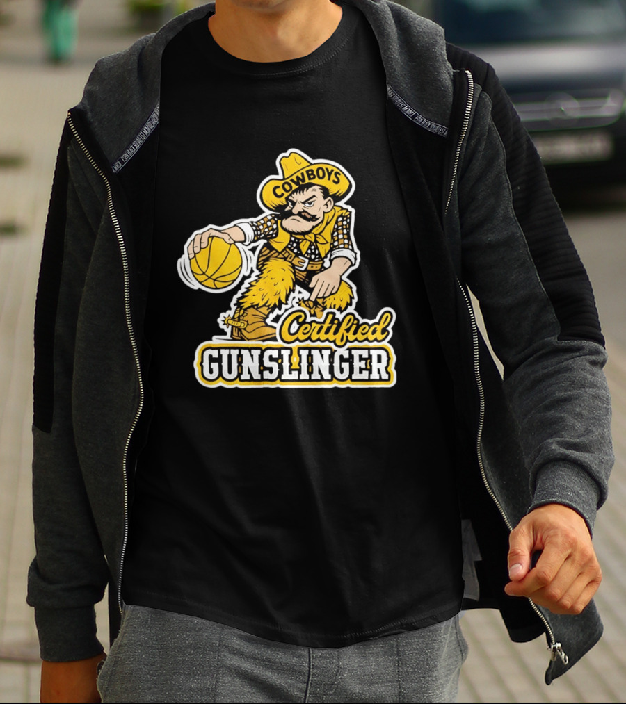 Pistol Pete Cowboys Certified Gunslinger Basketball T-Shirt