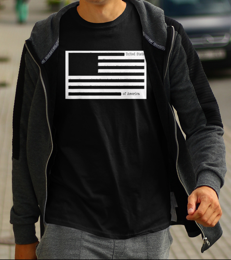Censored American Documents Flag United States USA T-Shirt
