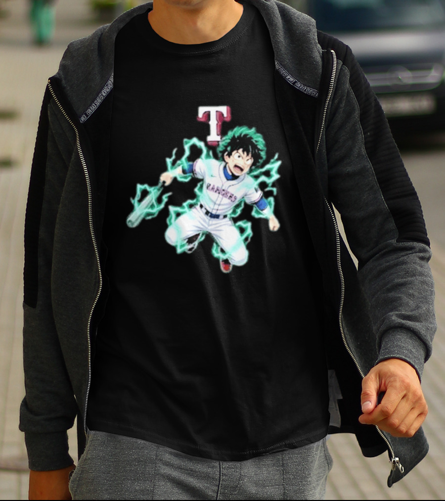 Deku My Hero Academia 2026 Texas Rangers MLB Collaboration Anime T-Shirt