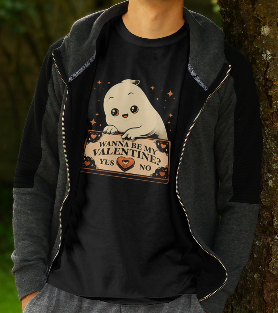 Ghost Ouija Wanna Be My Valentine Yes No Cute Valentine's Day Spirit T-Shirt