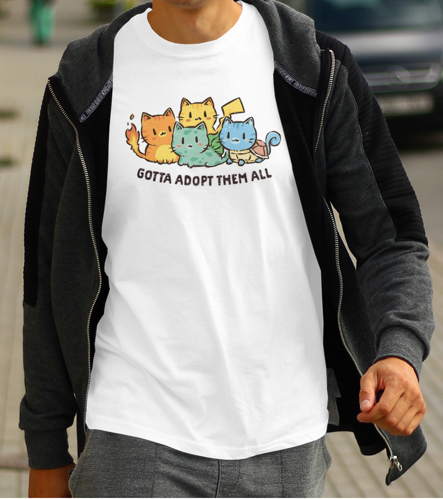 Gotta Adopt Them All Cat Parody With Cute Elemental Kittens T-Shirt