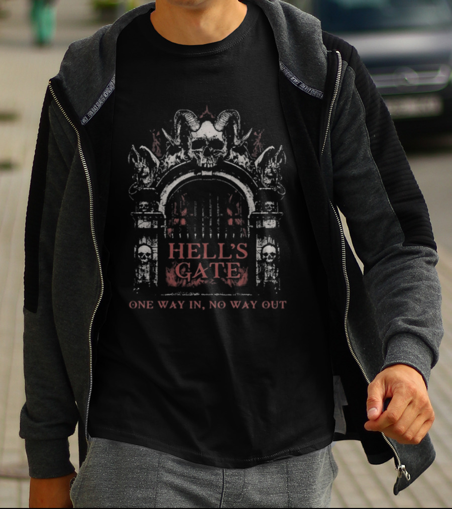 Mark Calaway The Undertaker Hell's Gate Skull One Way In No Way Out T-Shirt