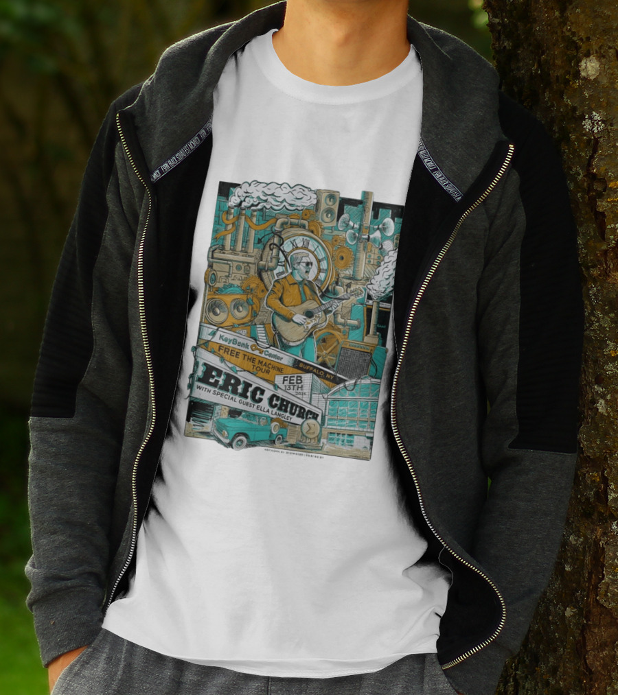 Eric Church Free The Machine Tour 2026 KeyBank Center Buffalo NY Feb 13 With Special Guest Ella Langley T-Shirt