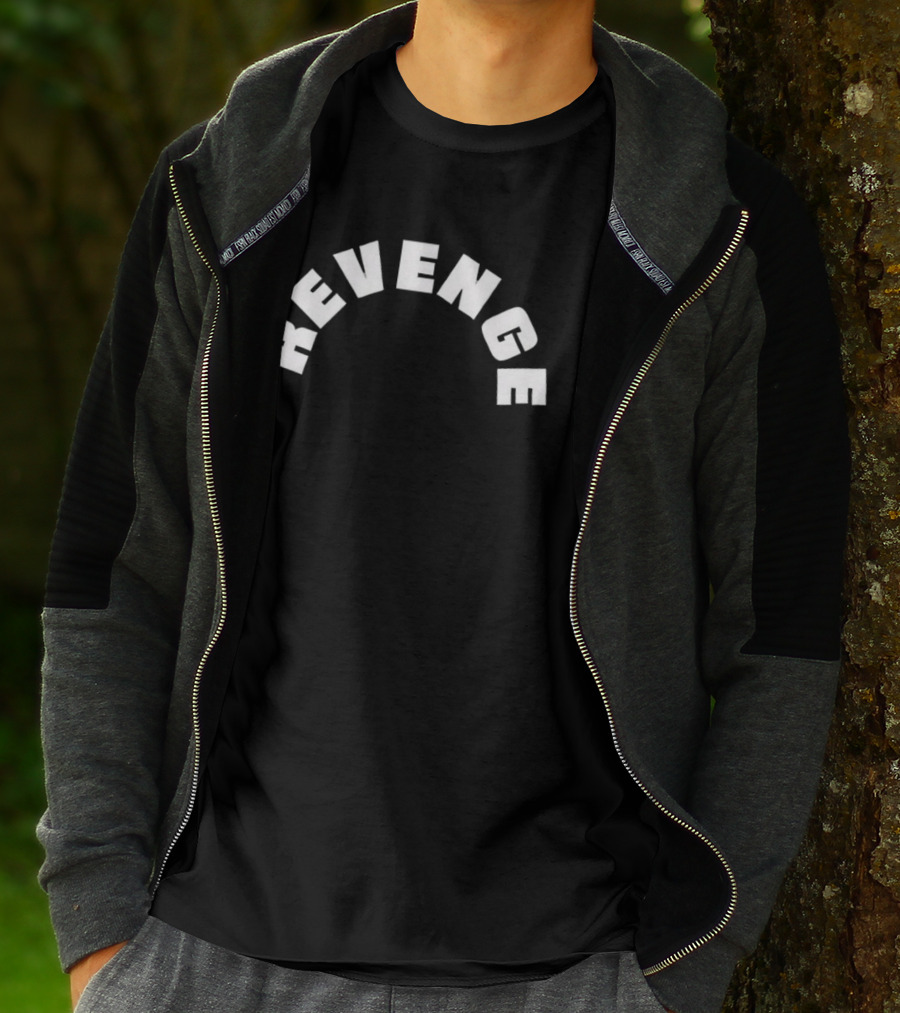 Revenge White Arched Bold Lettering T-Shirt