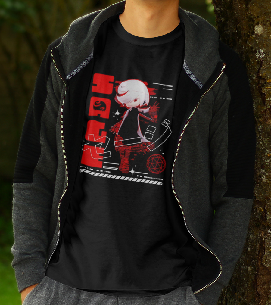 Sage Frontiers Character Illustration With Bold Red T-Shirt