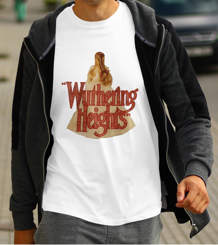 Wuthering Heights Red Text Victorian Woman Braided Hair T-Shirt