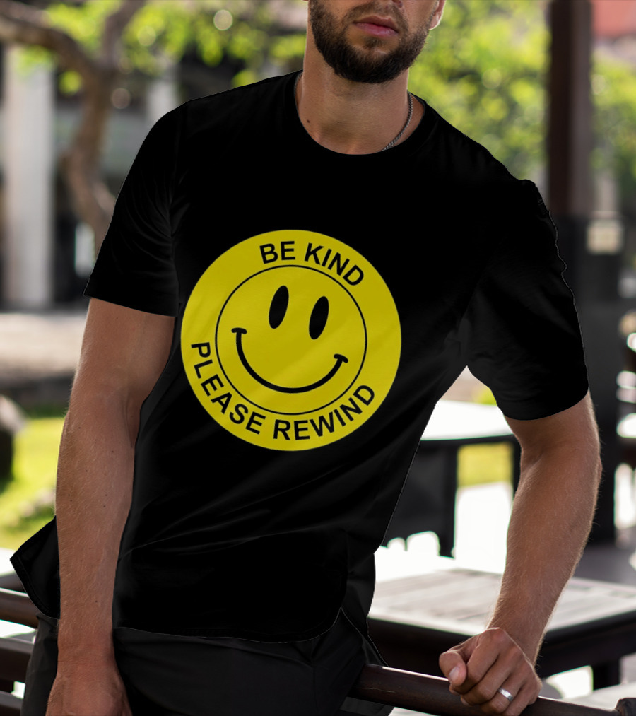 Be Kind Please Rewind Smiley Face Nostalgic Reminder T-Shirt