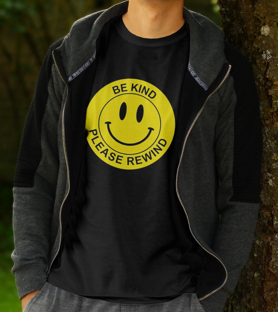 Be Kind Please Rewind Smiley Face Nostalgic Reminder T-Shirt