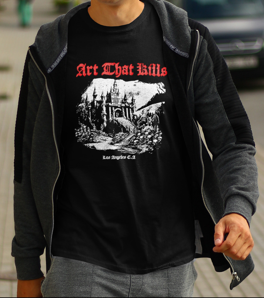 Art That Kills Los Angeles CA Haunted Mansion Scene T-Shirt