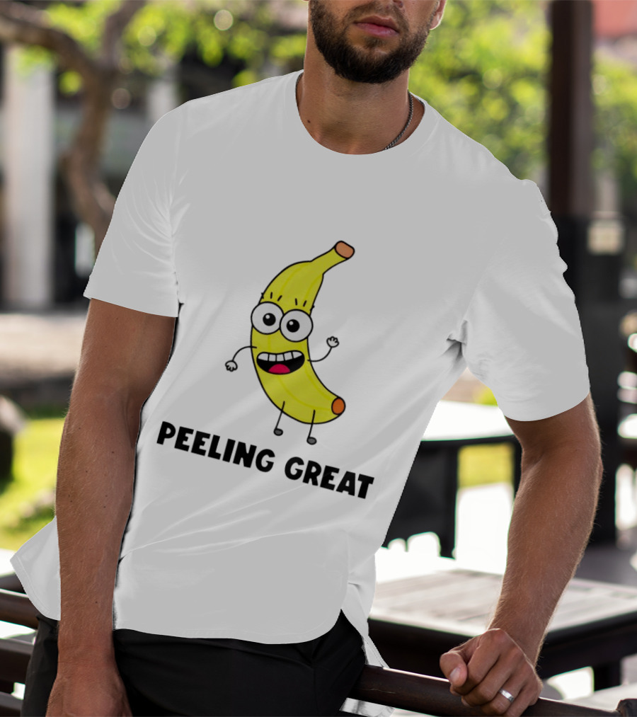 Peeling Great Banana Cartoon Character Fun Expression T-Shirt
