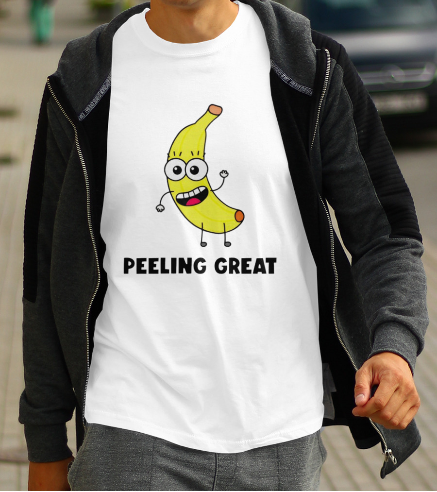 Peeling Great Banana Cartoon Character Fun Expression T-Shirt