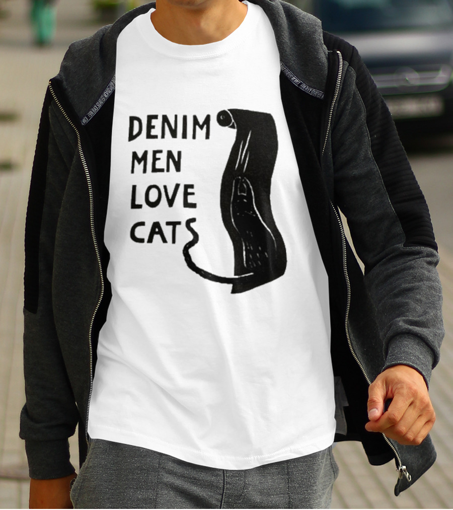 Denim Men Love Cats Feline T-Shirt