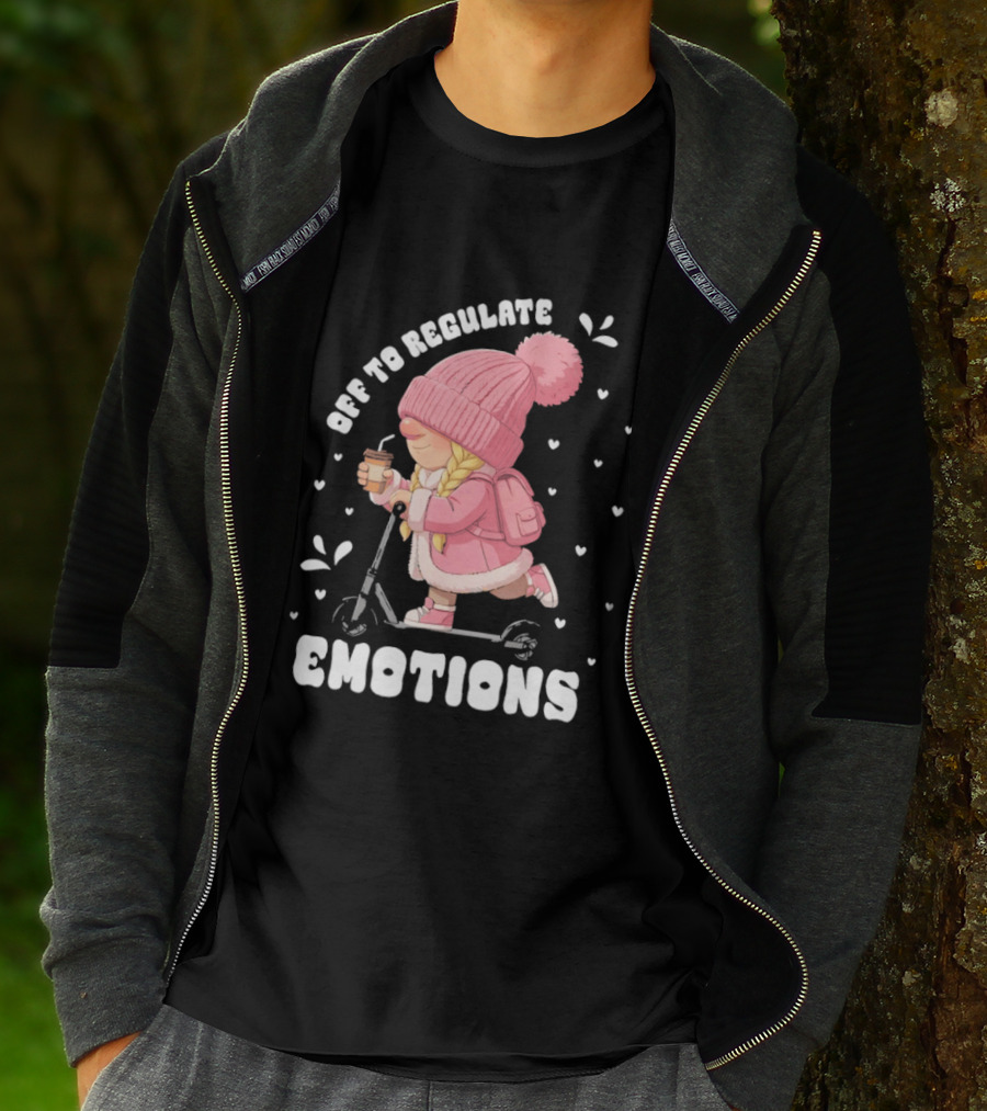 Off To Regulate Emotions Gnome Cozy Scooter Counselor T-Shirt