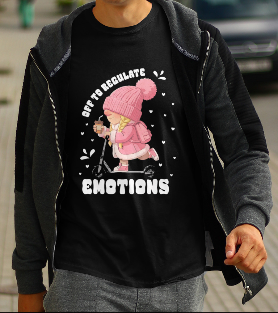 Off To Regulate Emotions Gnome Cozy Scooter Counselor T-Shirt