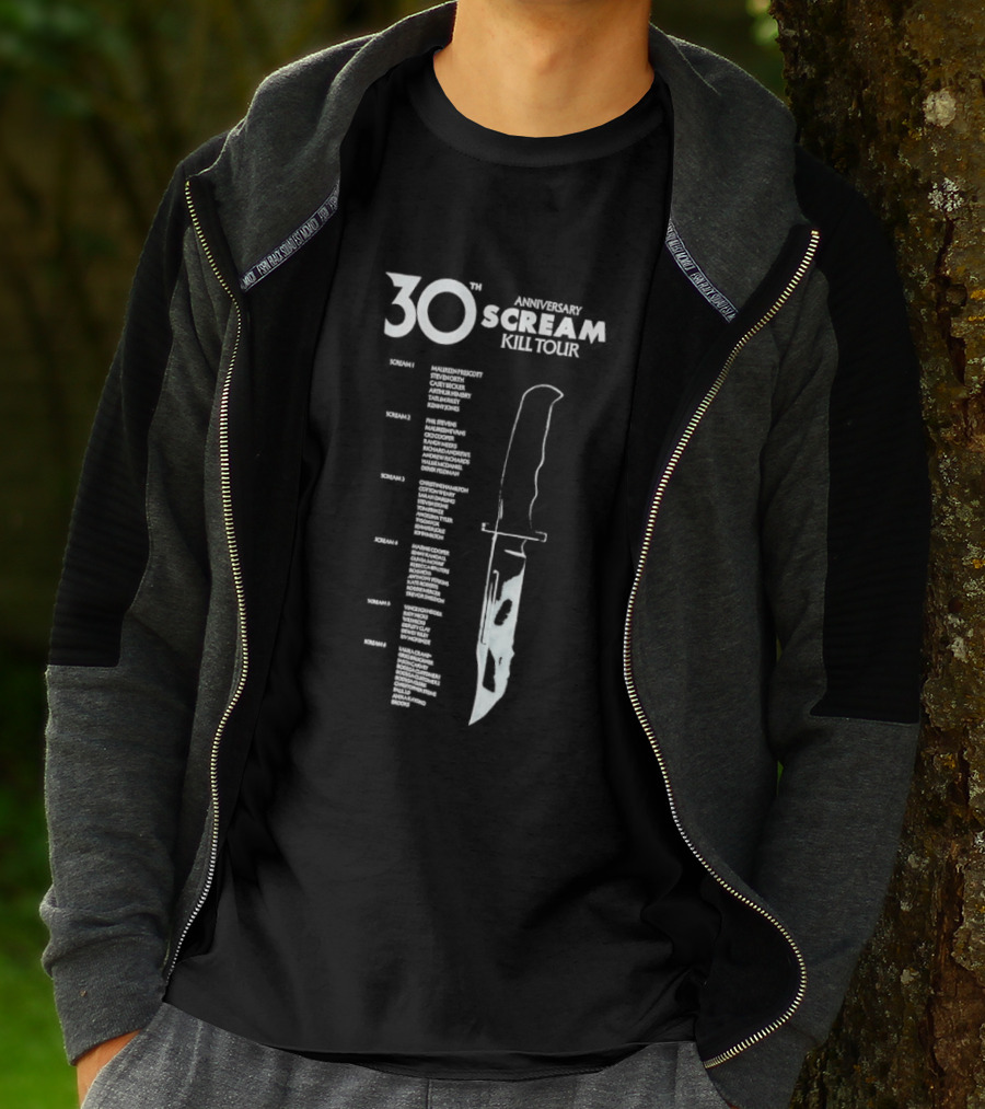 Scream Horror Movie 30th Anniversary Kill Tour Knife Graphic With Tour Dates T-Shirt