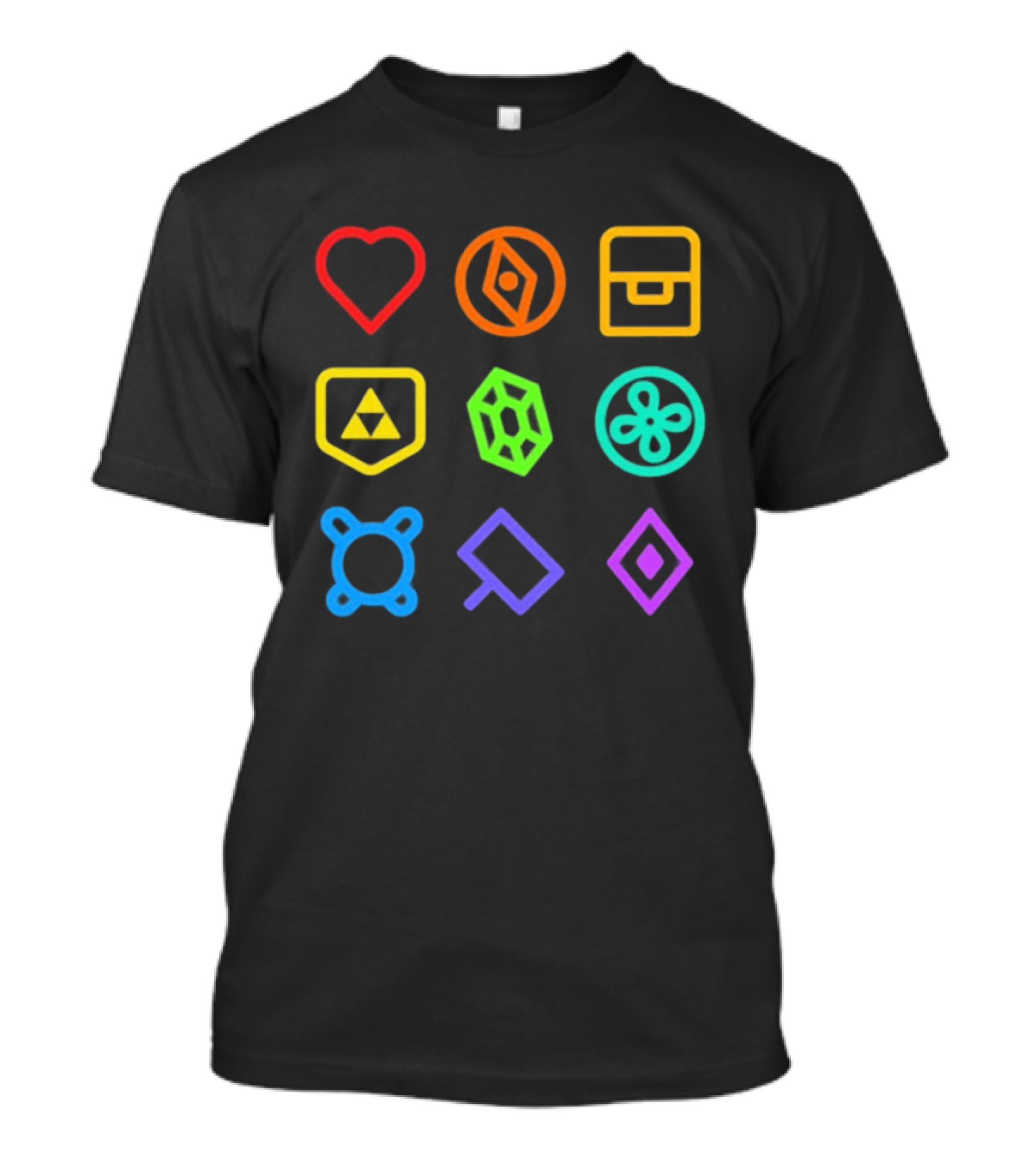 Zeldathon Triforce Heart Compass Chest Neon T-Shirt