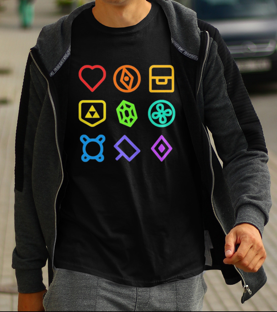Zeldathon Triforce Heart Compass Chest Neon T-Shirt