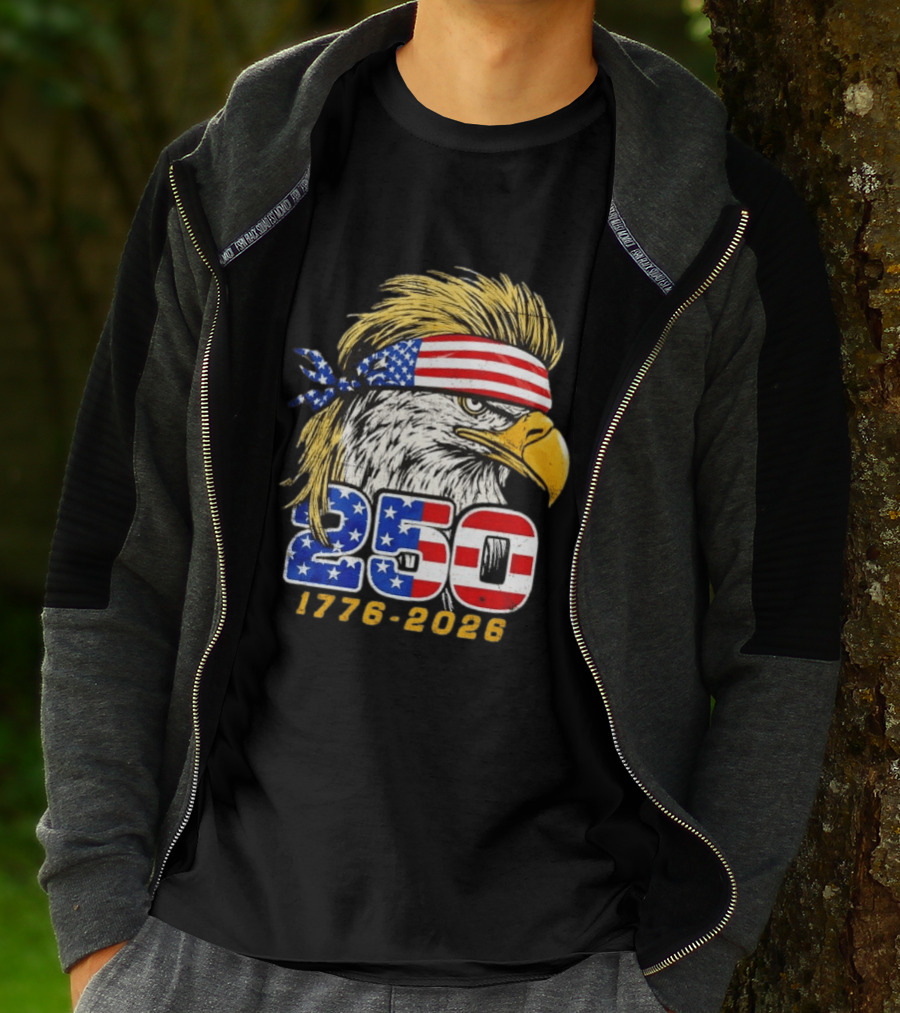 Eagle 250 Mullet Edition 1776 2026 US Flag Bandana Anniversary T-Shirt