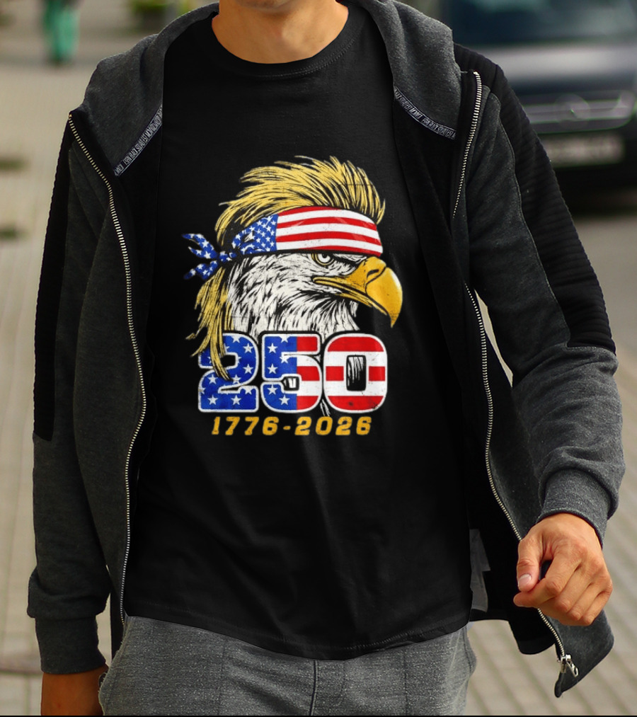Eagle 250 Mullet Edition 1776 2026 US Flag Bandana Anniversary T-Shirt