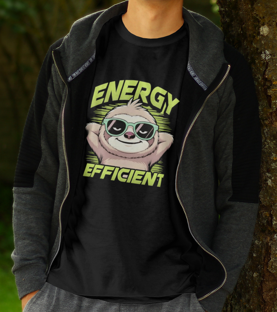 Energy Efficient Relaxed Sloth With Sunglasses T-Shirt