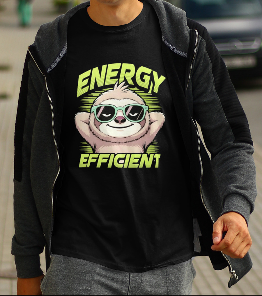 Energy Efficient Relaxed Sloth With Sunglasses T-Shirt