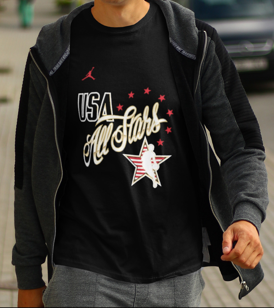 USA All Stars Basketball Team Icon With Red Star T-Shirt
