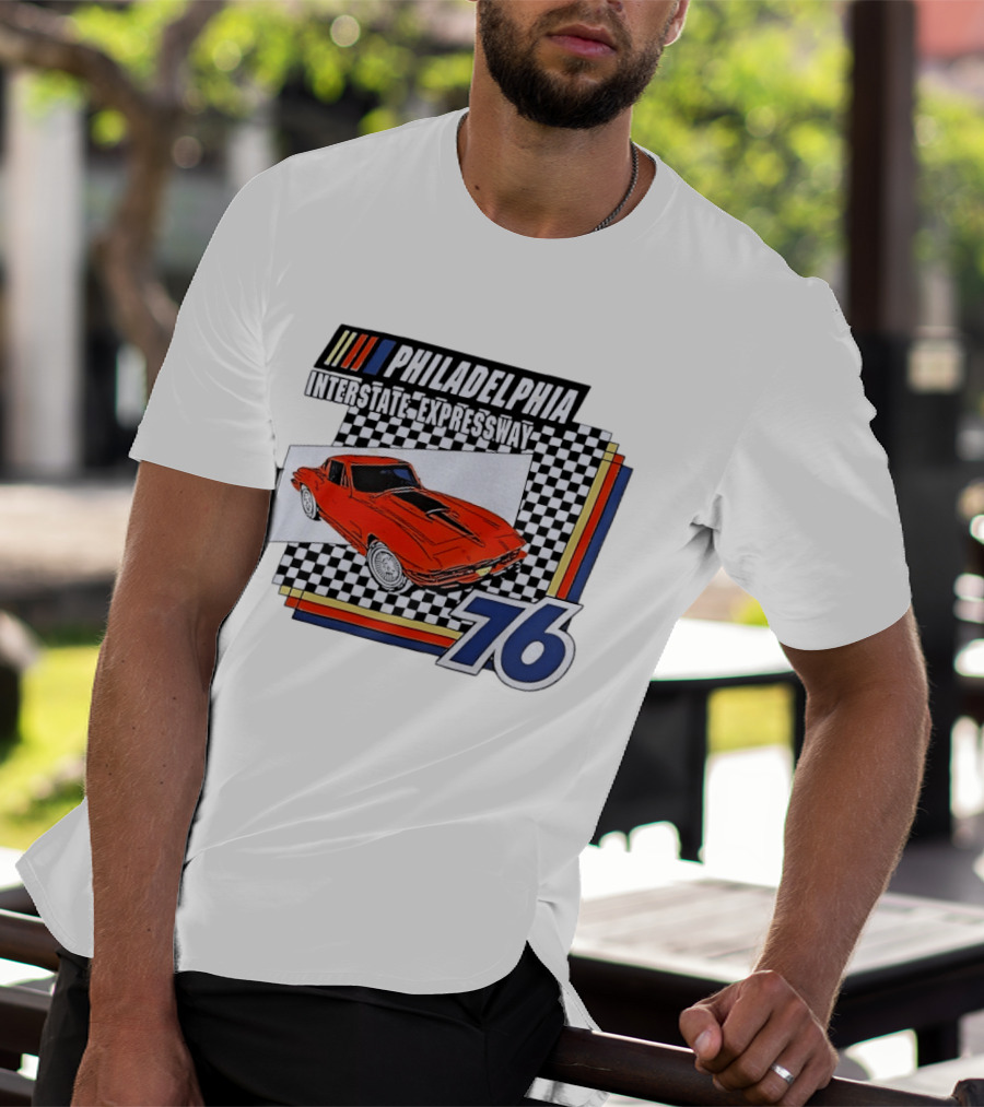 Philadelphia Interstate Expressway 76 Red Sports Car Racing T-Shirt