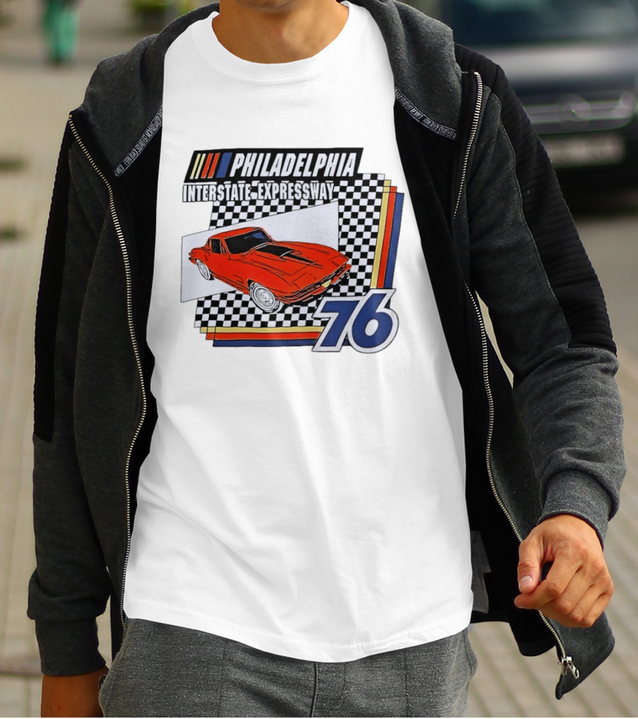 Philadelphia Interstate Expressway 76 Red Sports Car Racing T-Shirt